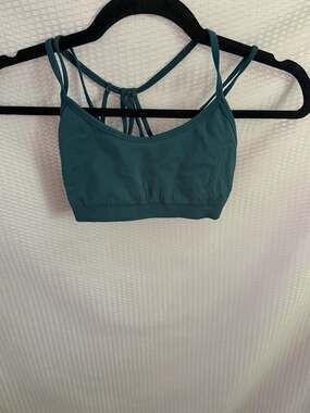 Fabletics Mila Strappy Seamless Sports Bra Teal